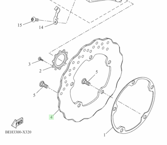 Yamaha Tenere remschijf achterzijde BW3-2582W-01