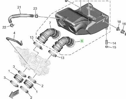 Tenere 700 Inlaatrubber Links BW3-14469-01