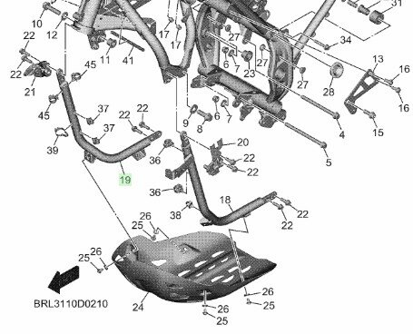 Tenere 700 Onderste Framebuis Rechts