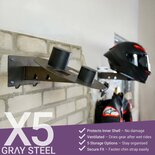 Gray steel X5 helmet & gear wall mount Gun Metal
