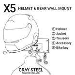Gray steel X5 helmet & gear wall mount Gun Metal